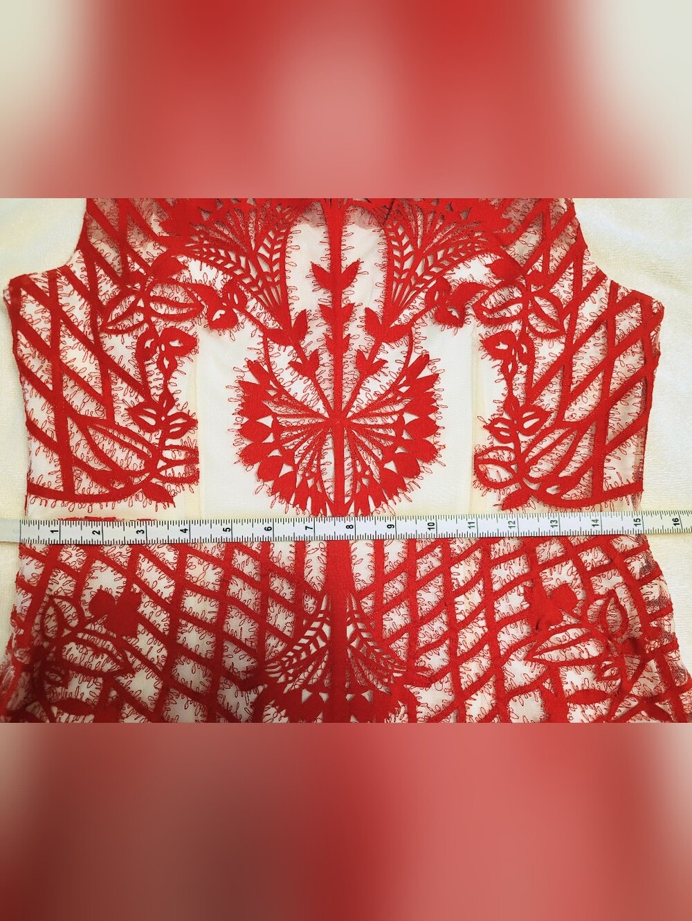 Anthropologie Geisha Designs Sugared Ruby Sheath Red & White Dress, Size 10 - Picture 16 of 16